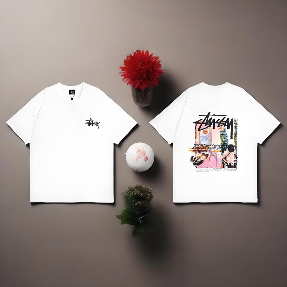 Stussy White Cotton Oversized Street T-Shirt