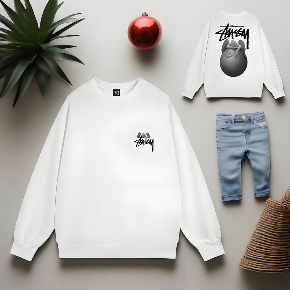Stussy White Cotton Street Crewneck Sweatshirt