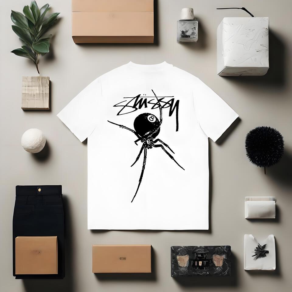 Stussy White Cotton Street Style Short Sleeve T-Shirt