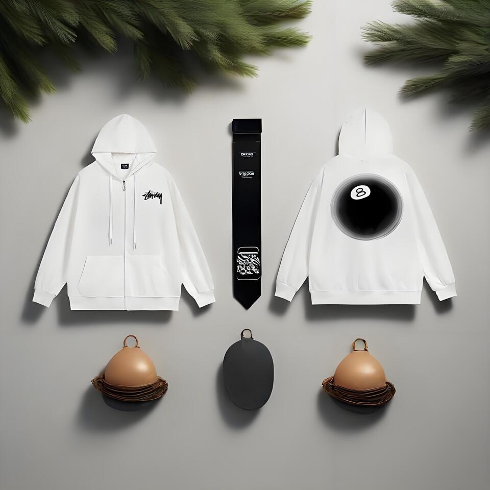 Stussy White Hoodie Unisex Classic Streetwear Cotton Pullover