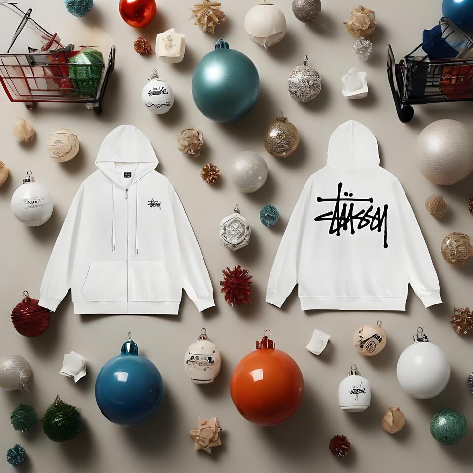 Stussy White Hoodie Unisex Graffiti Streetwear Cotton