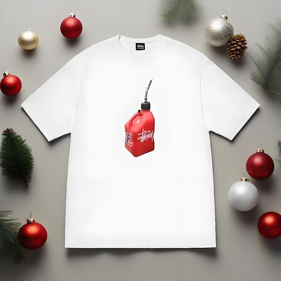 Stussy White Loose Cotton Print T-Shirt