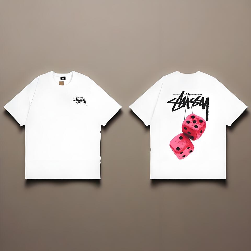 Stussy White Loose Cotton T-Shirt Streetwear Print Unisex