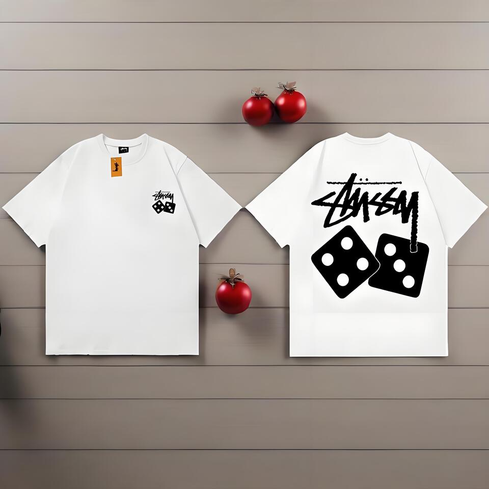 Stussy White Loose Cotton T-Shirt Unisex Streetwear