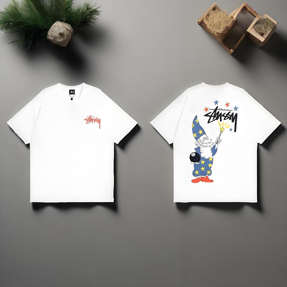 Stussy White Loose-Fit Cotton T-Shirt