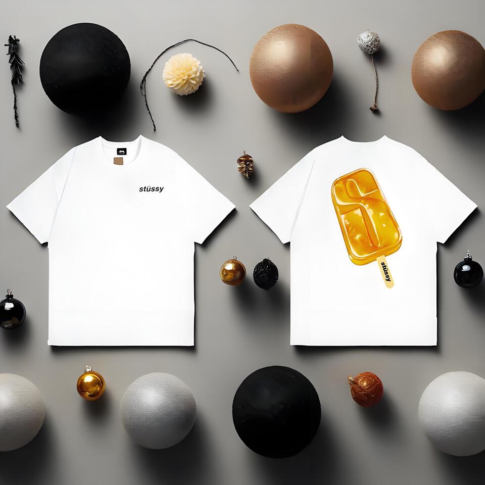 Stussy White Loose Fit Print Cotton T-Shirt