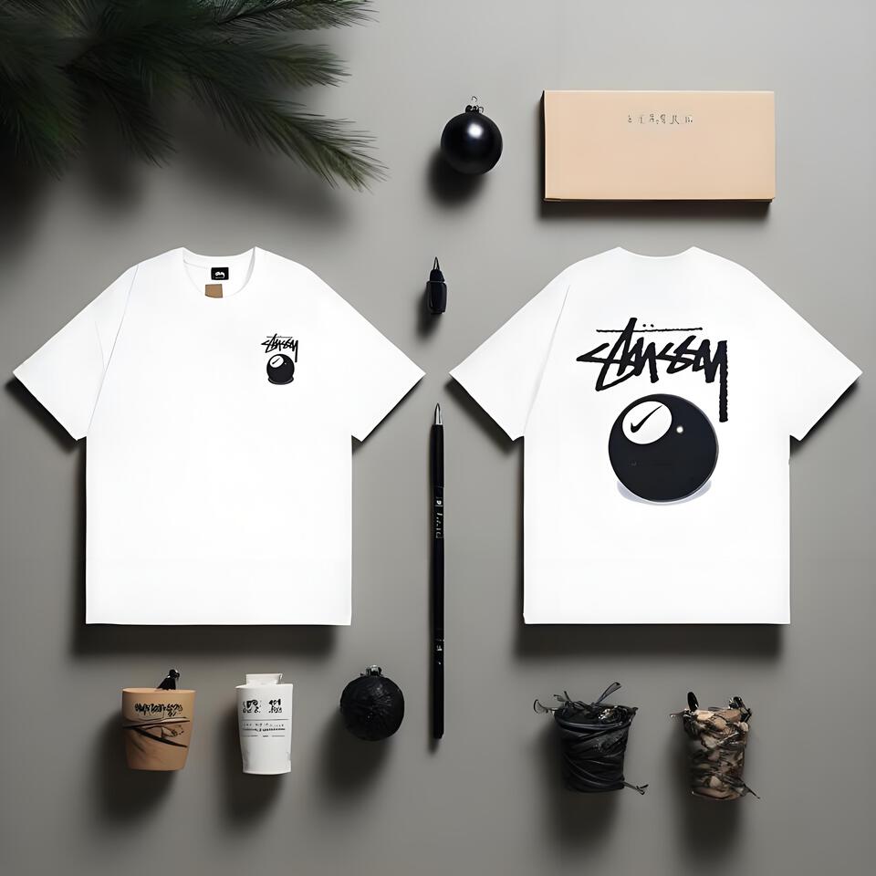 Stussy White Loose Graffiti Cotton T-Shirt