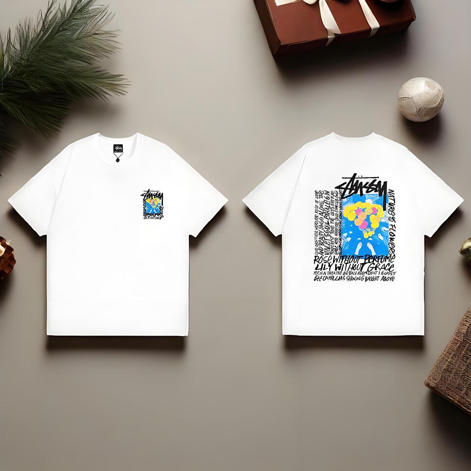 Stussy White Oversized Cotton Graffiti Street T-Shirt