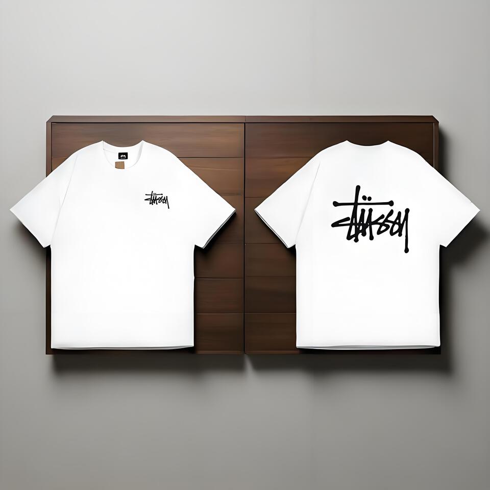 Stussy White Oversized Cotton Tee Unisex Graffiti Streetwear