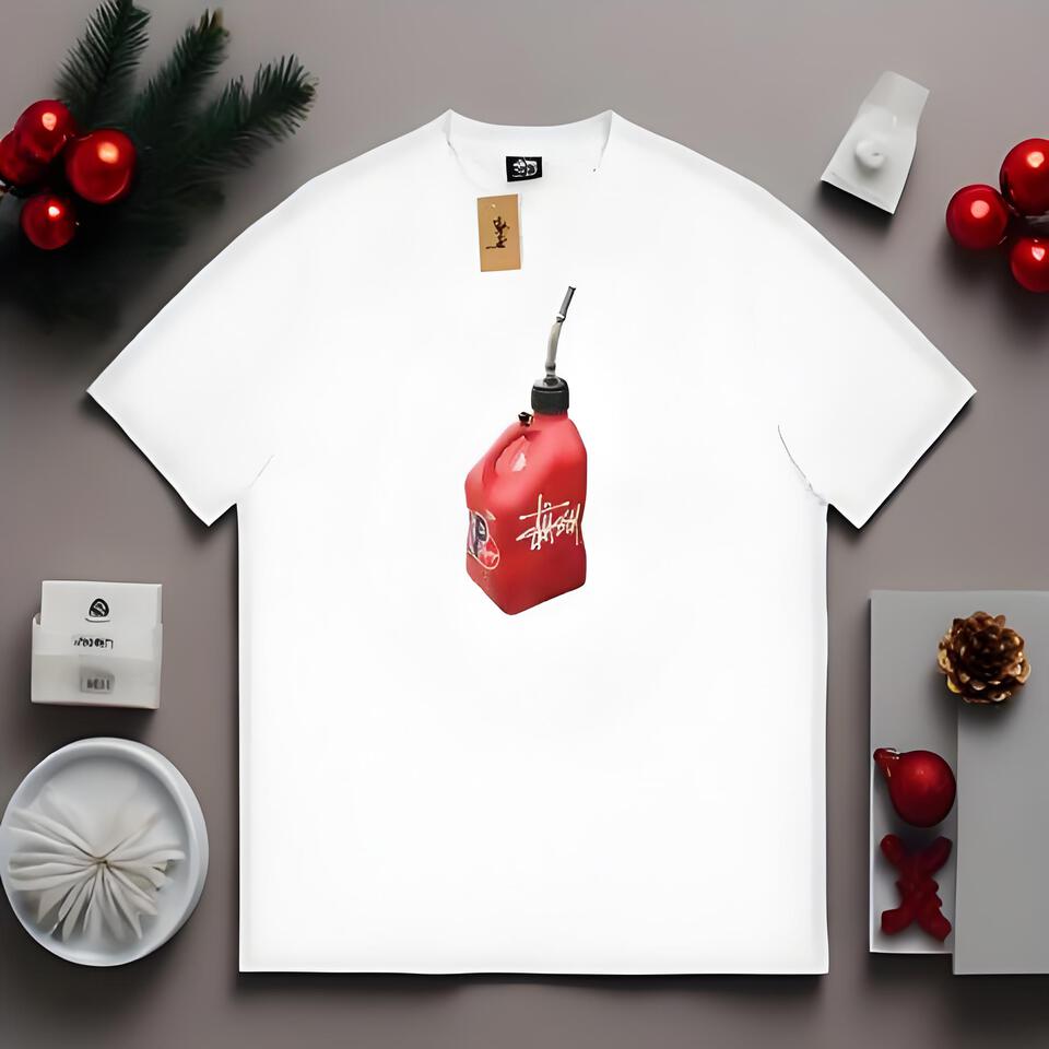 Stussy White Poison Dart Flame Print Unisex Cotton T-Shirt