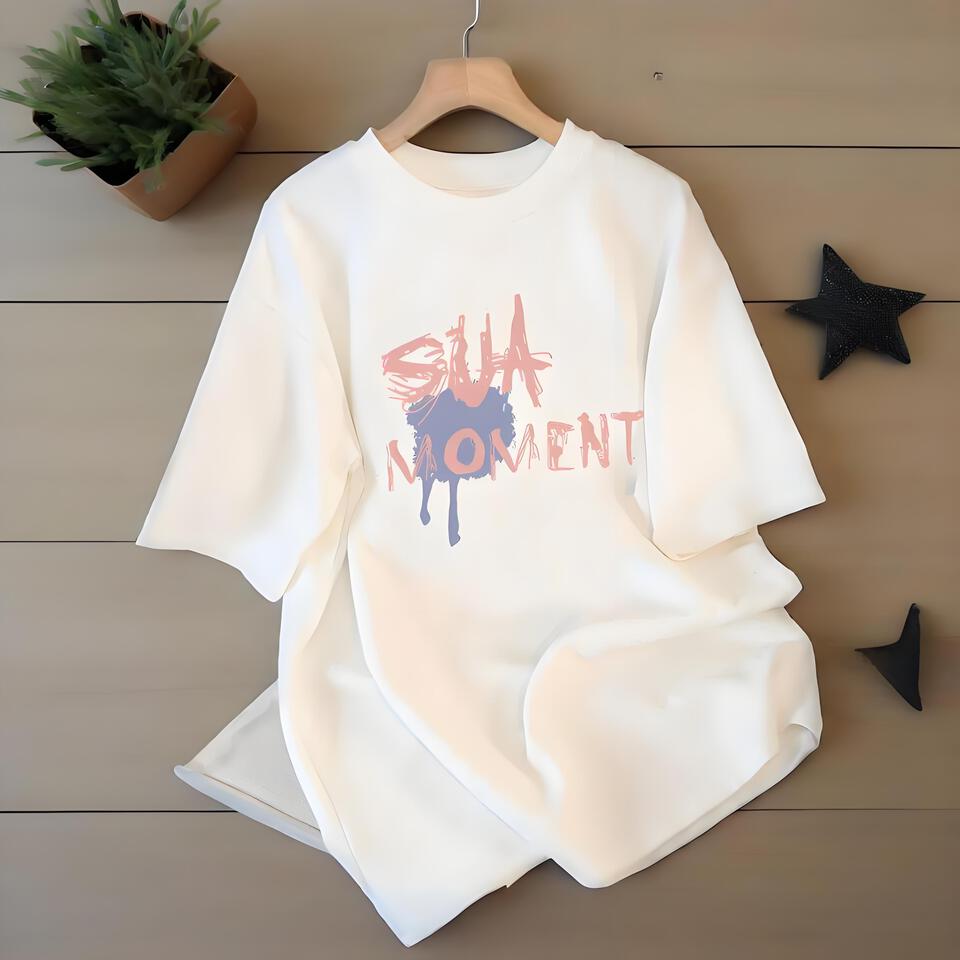 SUA Loose Graffiti Print Unisex White T-Shirt