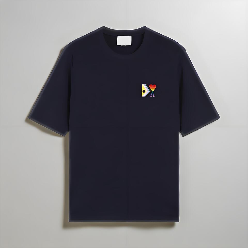 Summer Blue Gradient Print Cotton T-Shirt Men Women