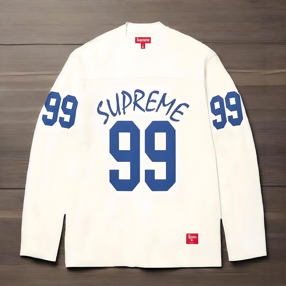 Supreme 99 White Cotton Long Sleeve Streetwear Top