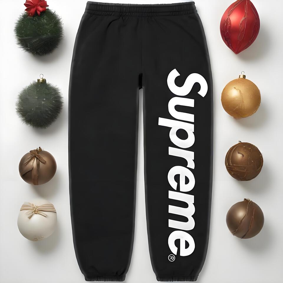 Supreme Black Cotton Blend Joggers Streetwear Unisex Pants