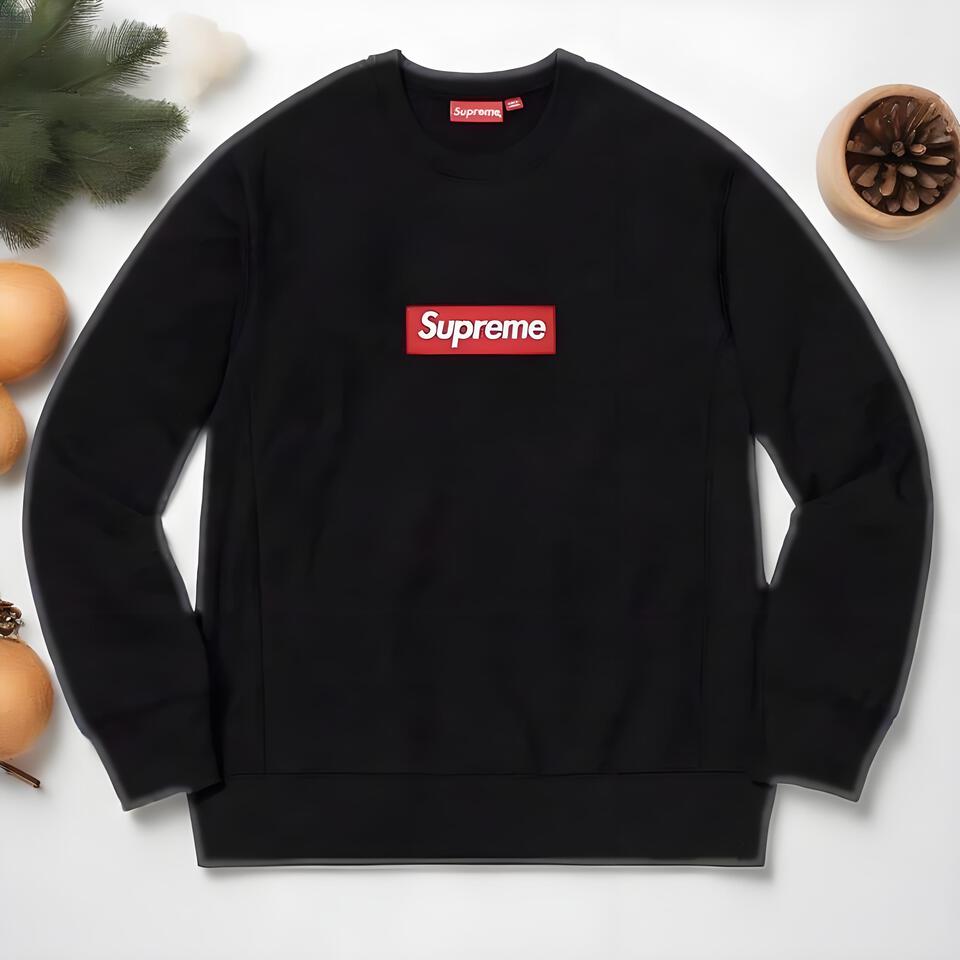 Supreme Black Cotton Crewneck Streetwear Hoodie