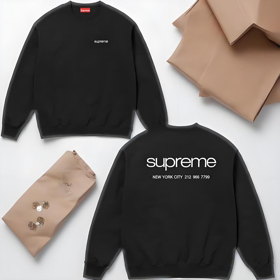 Supreme Black Cotton Crewneck Sweatshirt