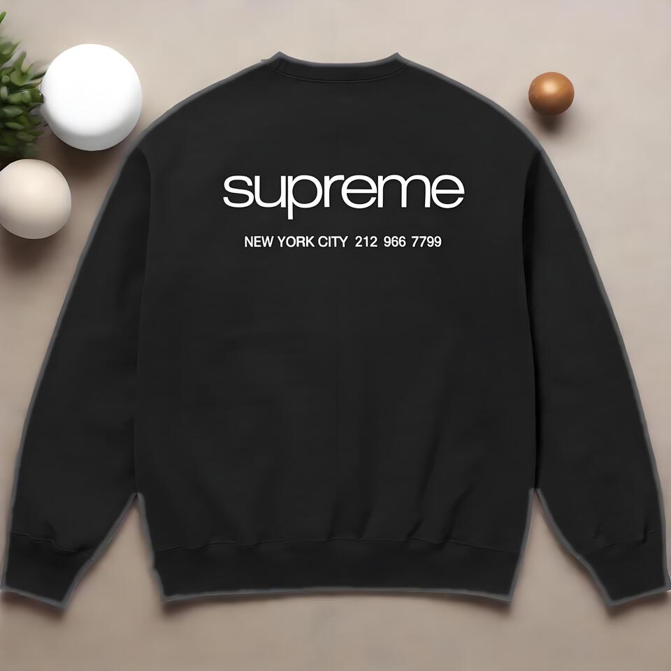 Supreme Black Cotton Crewneck Sweatshirt NYC Graphic
