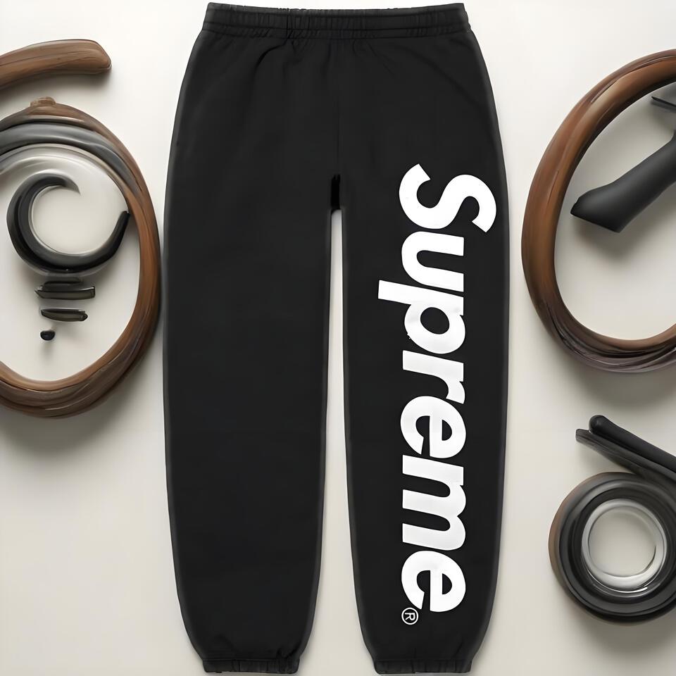 Supreme Black Cotton Cuffed Jogger Pants