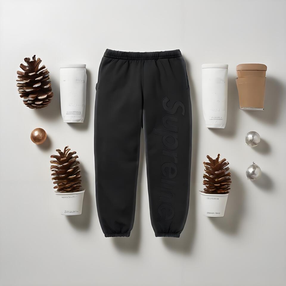 Supreme Black Cotton Cuffed Joggers