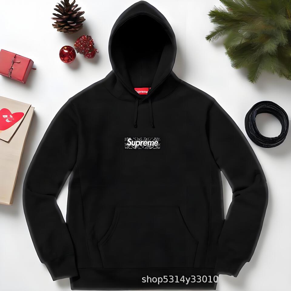 Supreme Black Cotton Hooded Sweatshirt