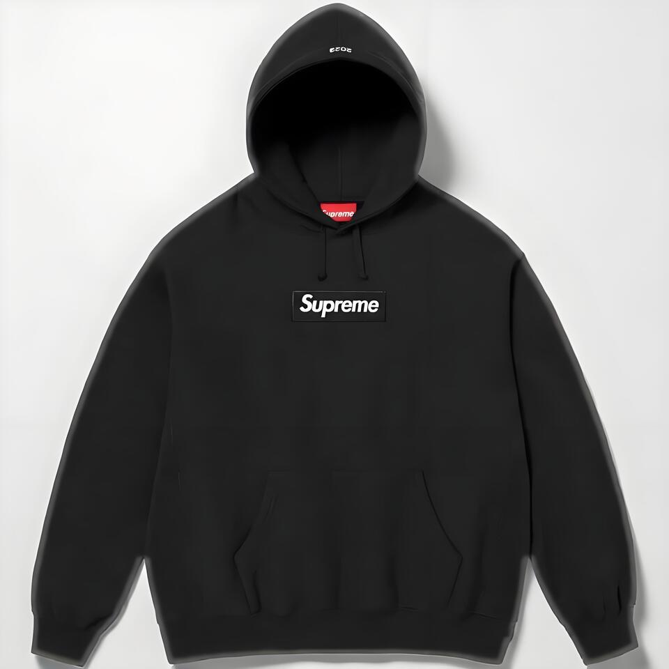 Supreme Black Cotton Hoodie Classic Streetwear Style