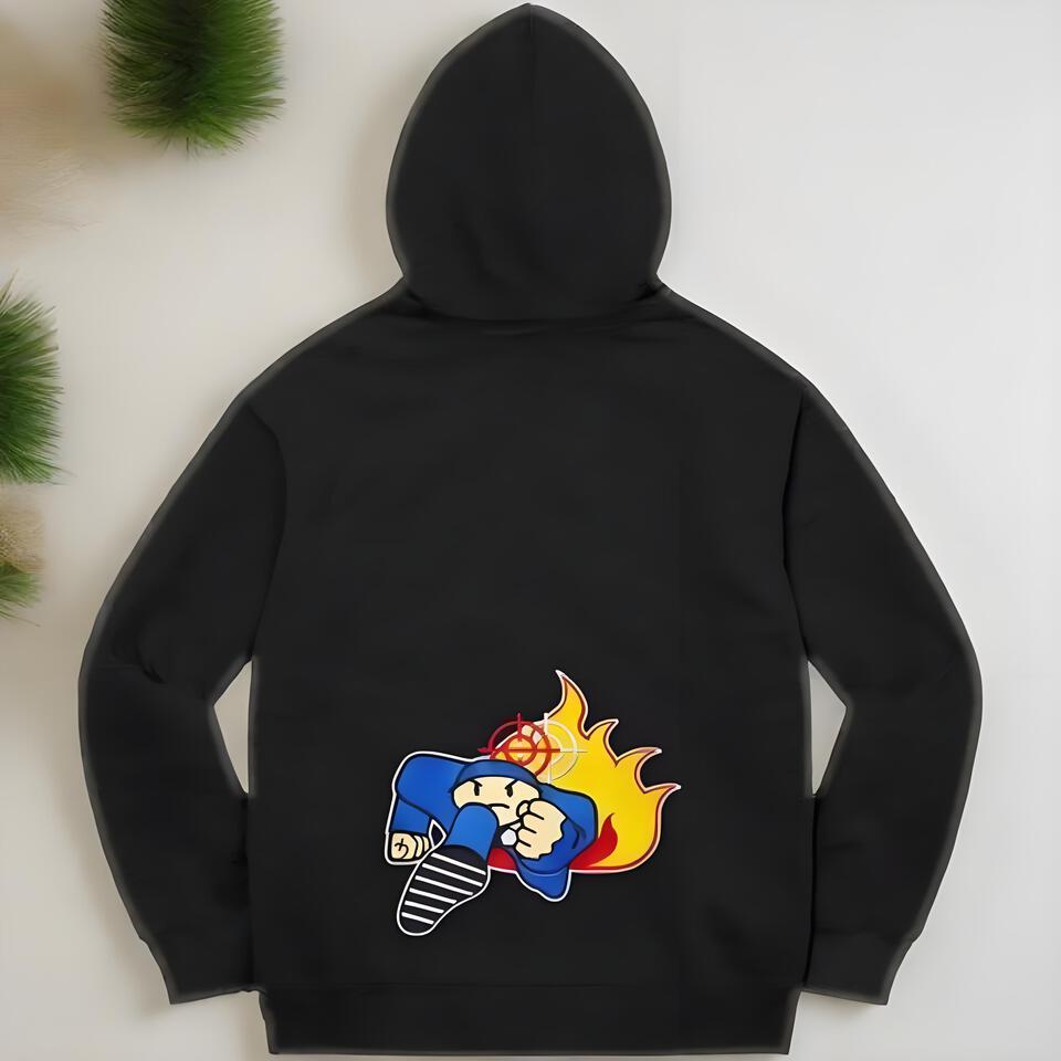 Supreme Black Cotton Hoodie Streetwear Unisex Graphic Print