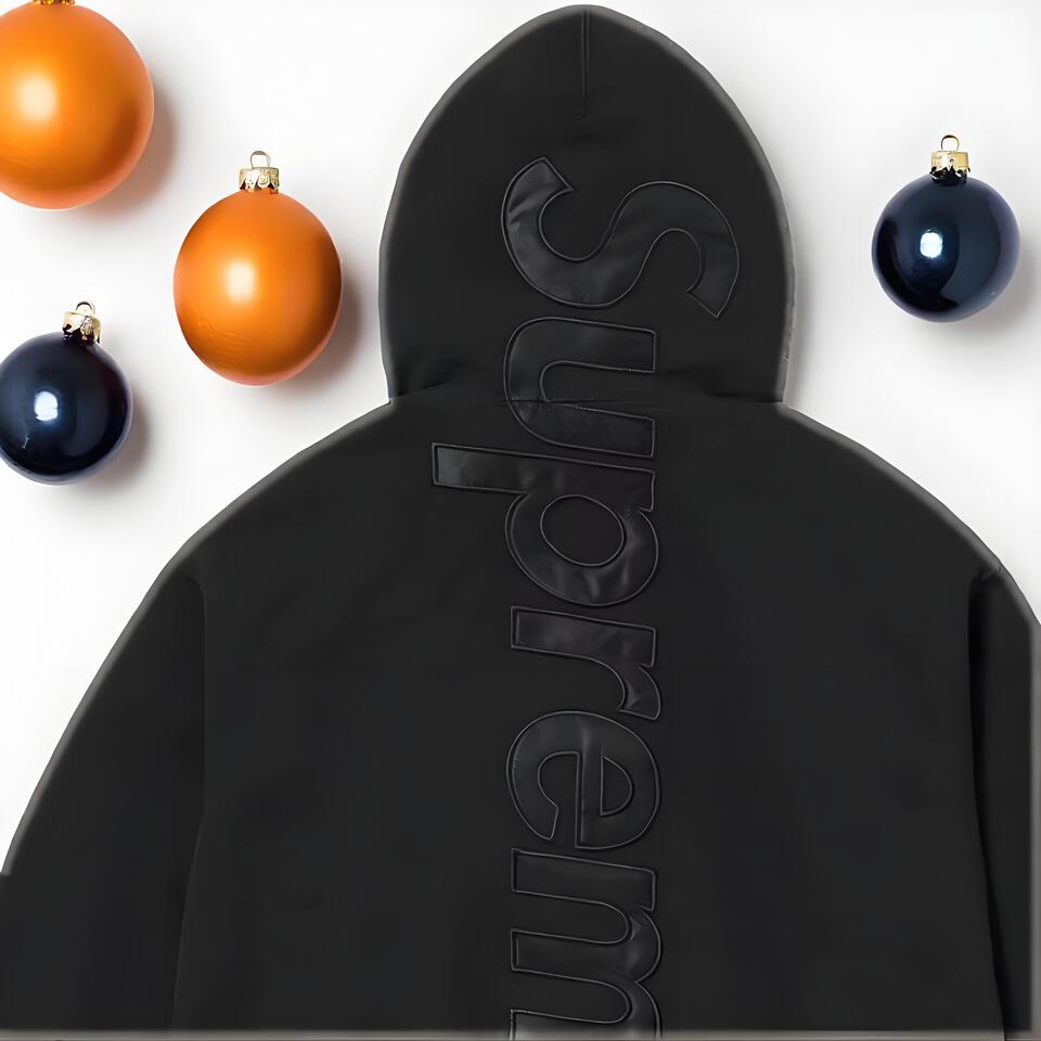 Supreme Black Cotton Hoodie Unisex Streetwear