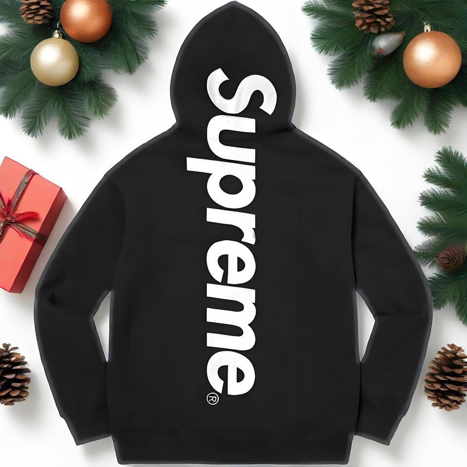 Supreme Black Cotton Hoodie Unisex Streetwear Essential
