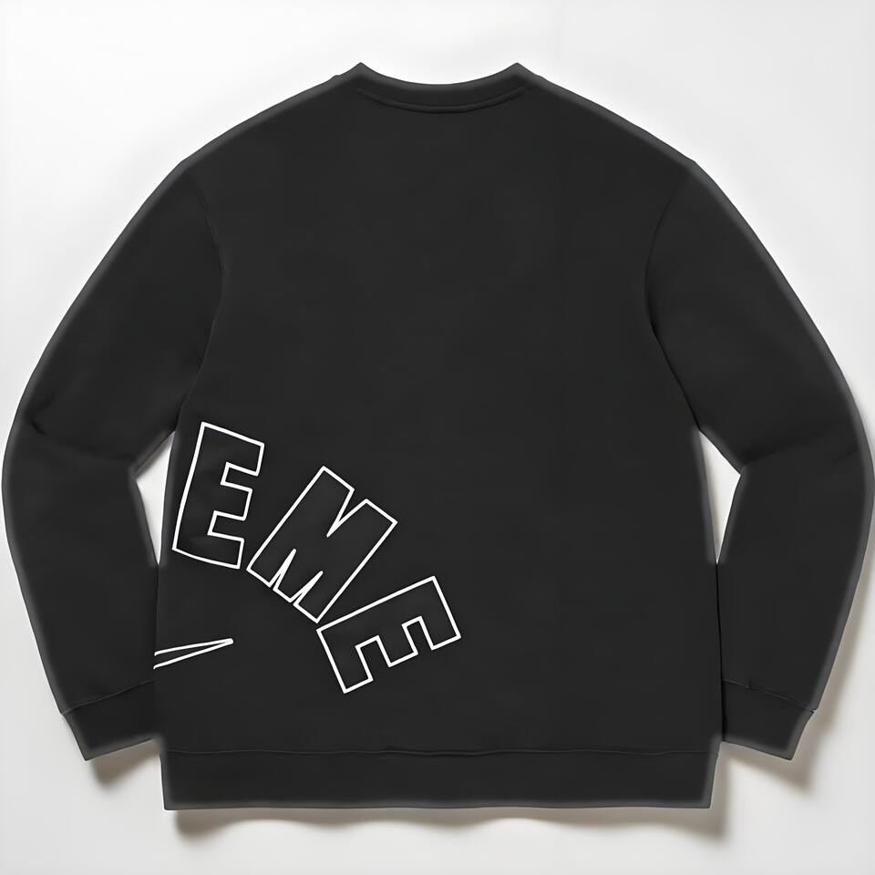 Supreme Black Cotton Long Sleeve Hoodie