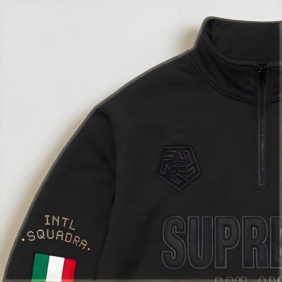 Supreme Black Fleece Crewneck Embroidered Hoodie