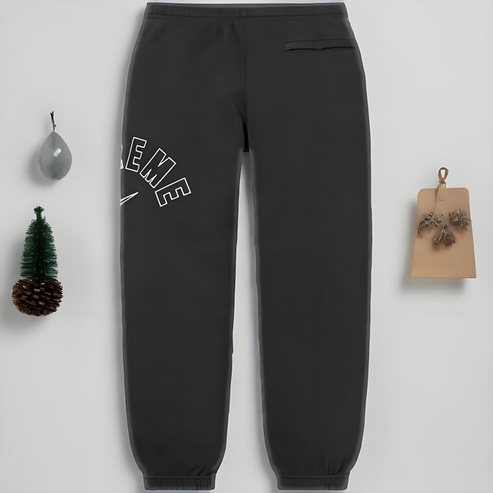 Supreme Black Fleece Joggers Unisex Streetwear Pants