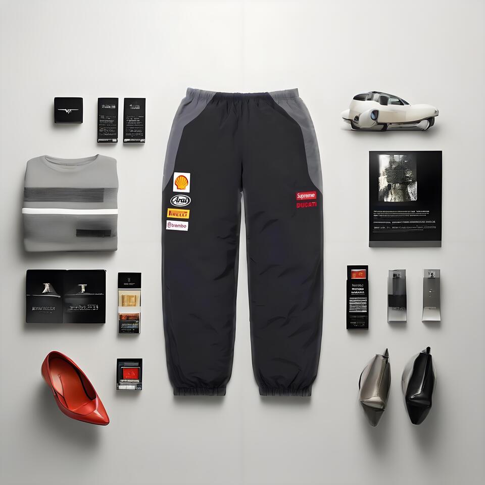 Supreme Black Grey Joggers Windproof Breathable Streetwear