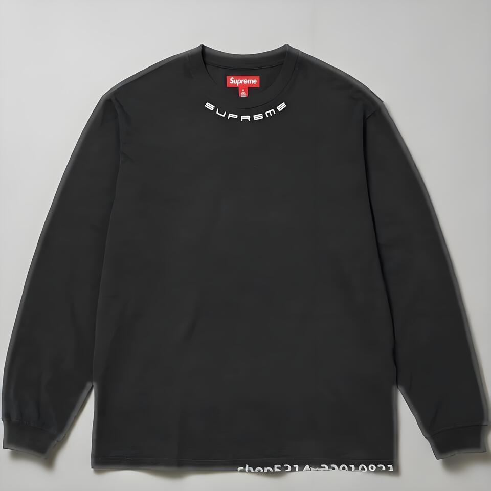 Supreme Black Long Sleeve T-Shirt Cotton Oversized Streetwear Unisex