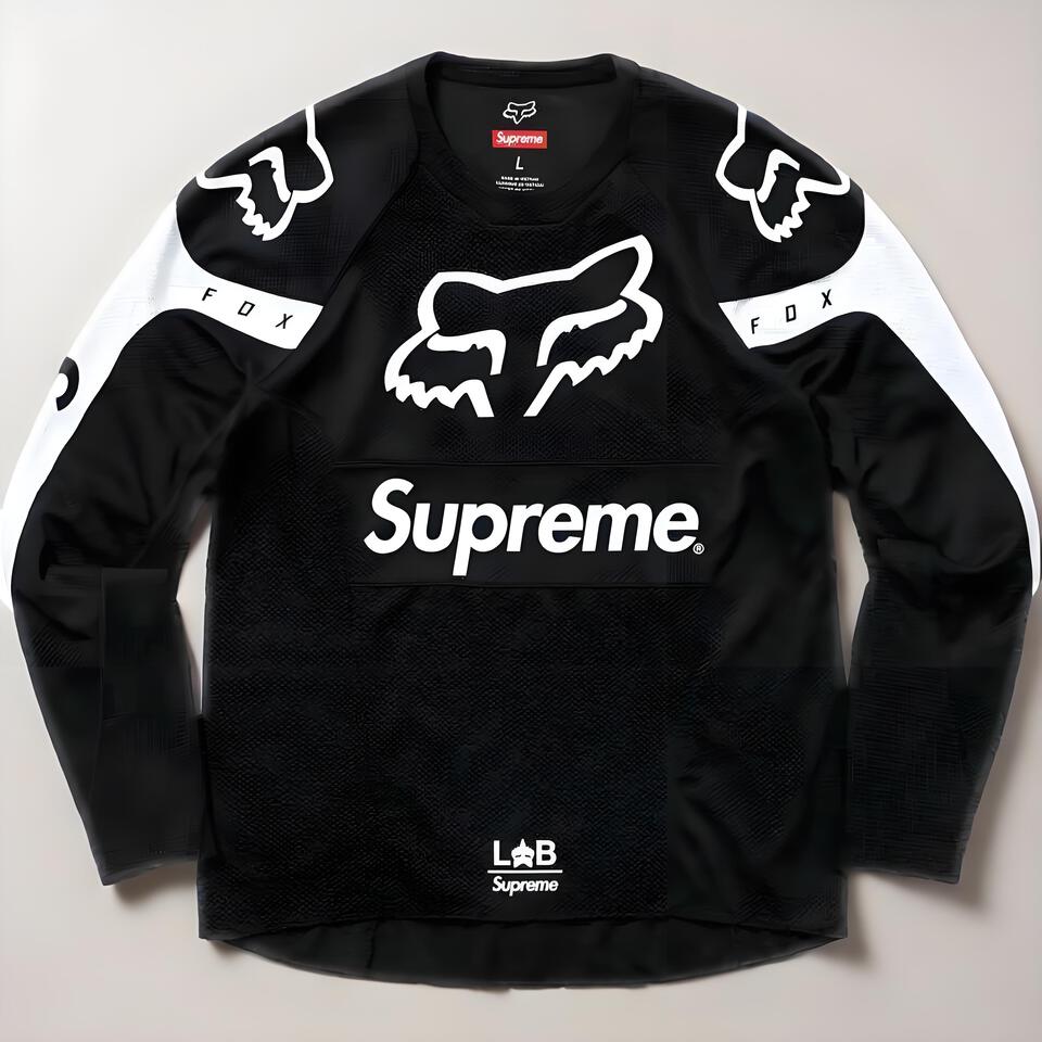 Supreme Black Mesh Long Sleeve Top Unisex Streetwear