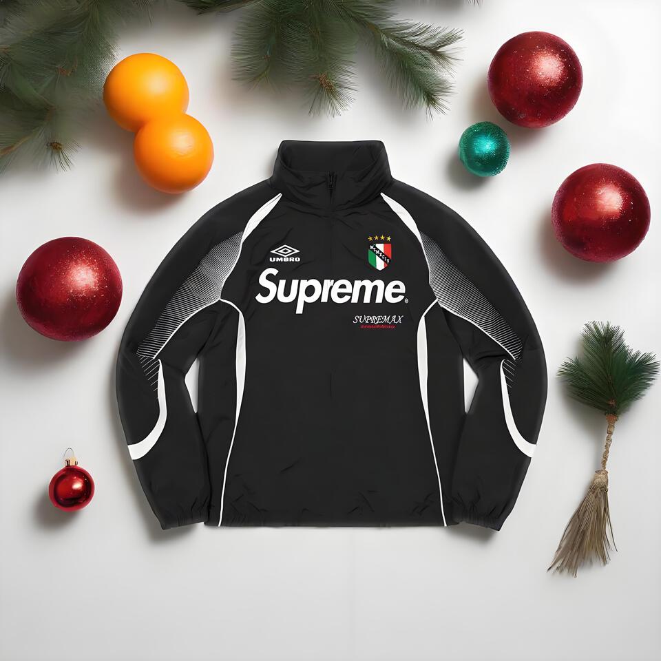 Supreme Black Windbreaker Unisex Streetwear Jacket