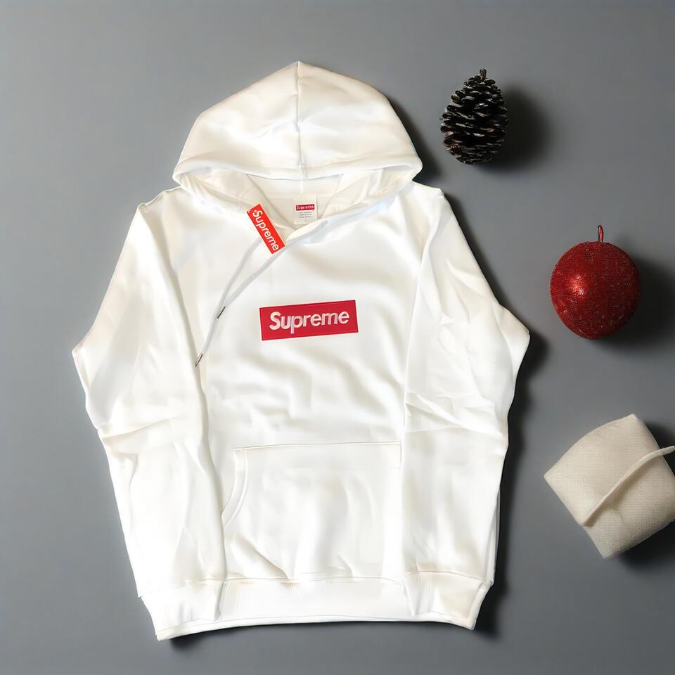 Supreme Box Logo Hoodie White Cotton Pullover