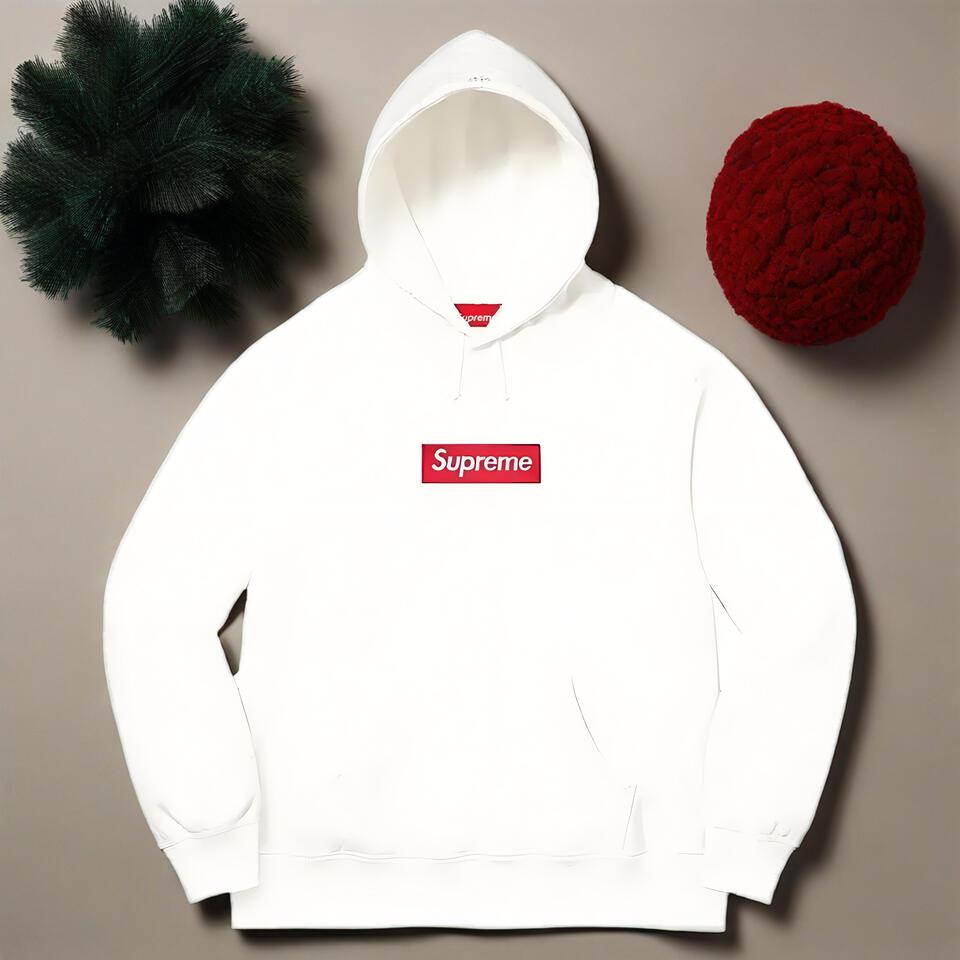 Supreme Box Logo Hoodie White Cotton Sweatshirt