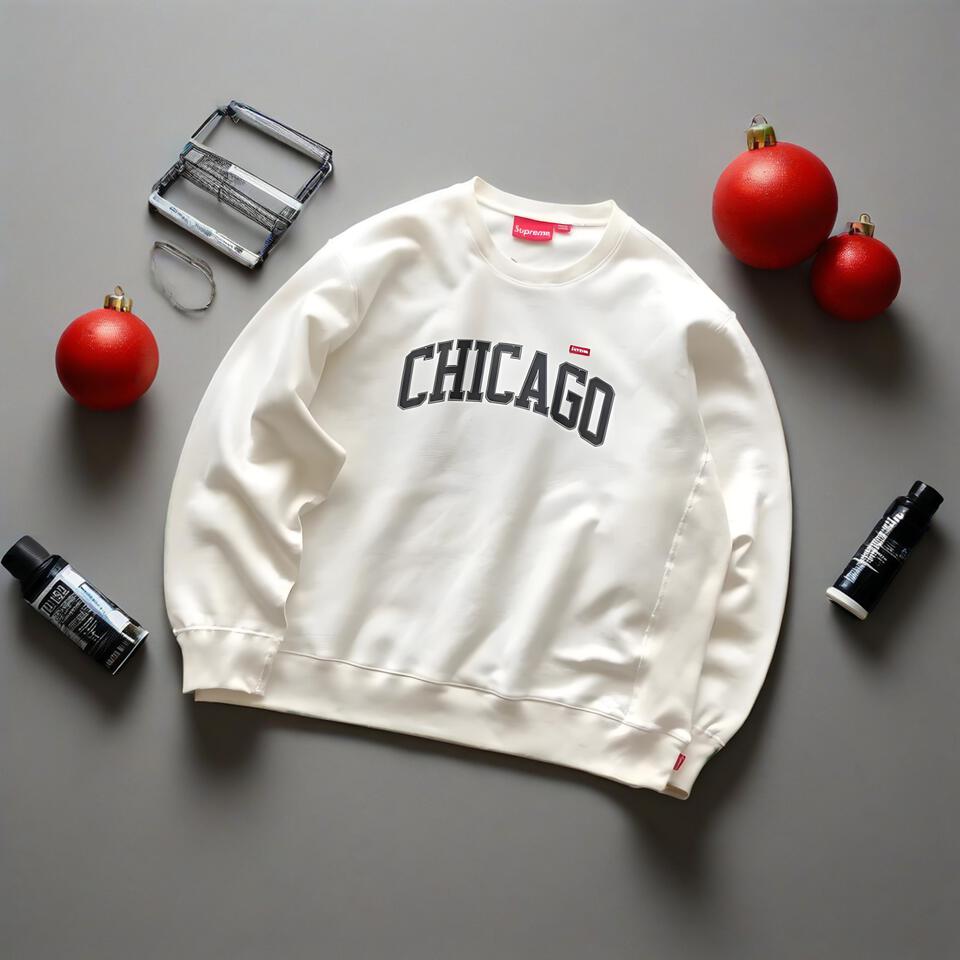 Supreme Chicago White Cotton Hoodie Unisex Streetwear