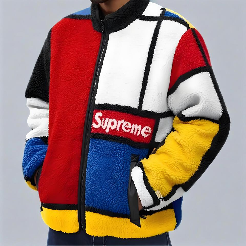 Supreme Color Block Lambswool Sherpa Jacket
