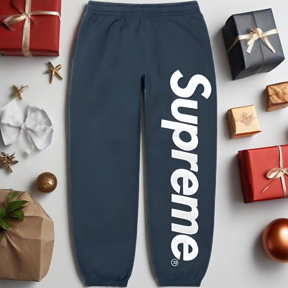 Supreme Deep Blue Cotton Blend Joggers Unisex Streetwear