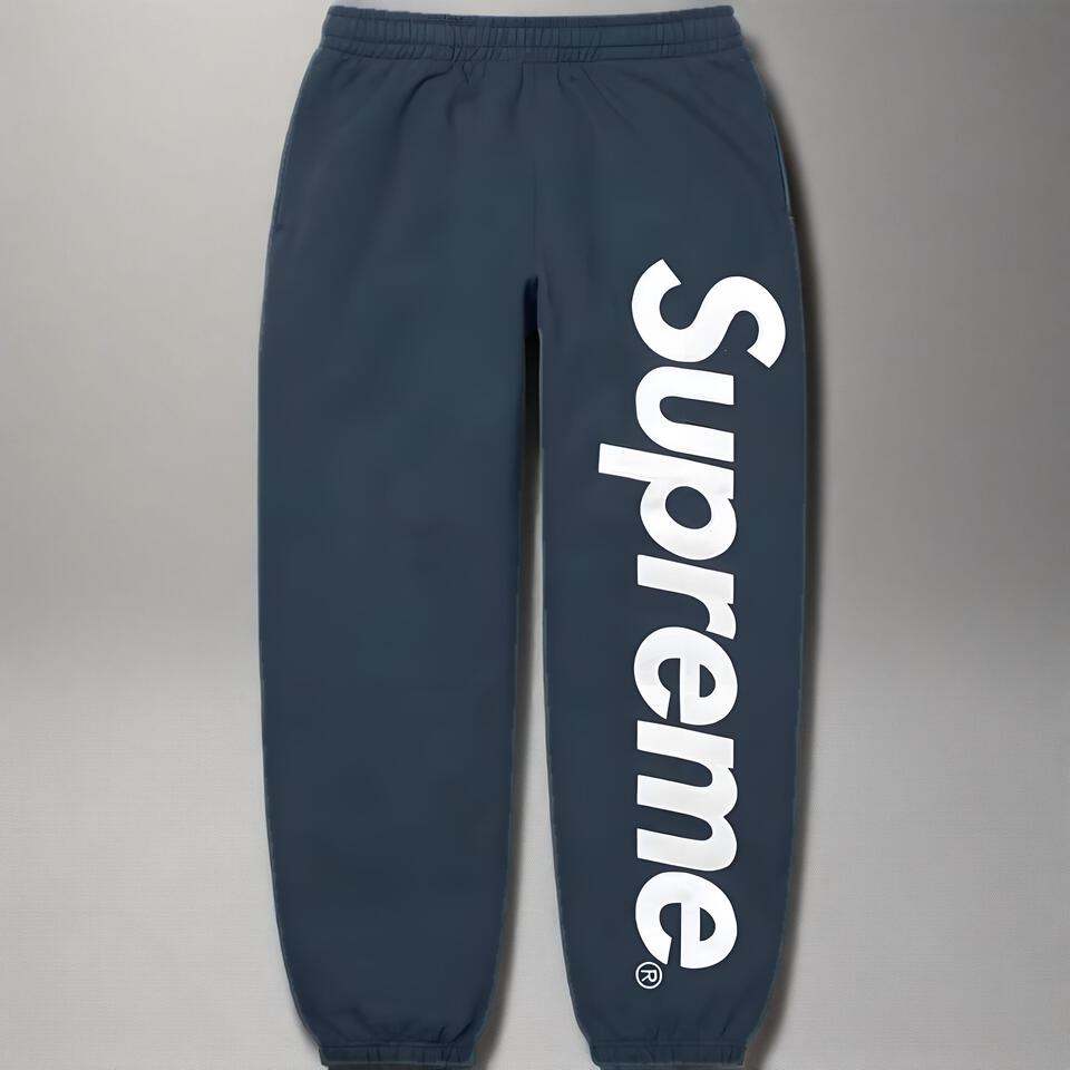 Supreme Deep Blue Cotton Drawstring Cuffed Joggers