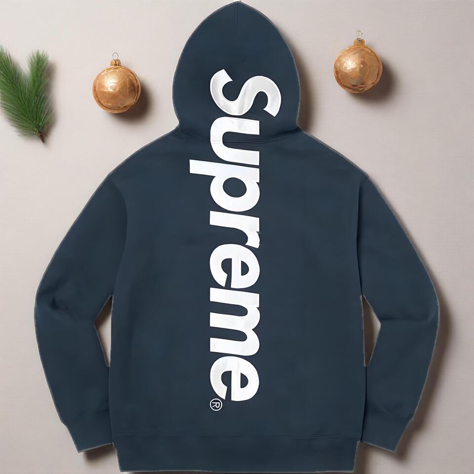 Supreme Deep Blue Cotton Hoodie Streetwear Unisex Oversized Fit