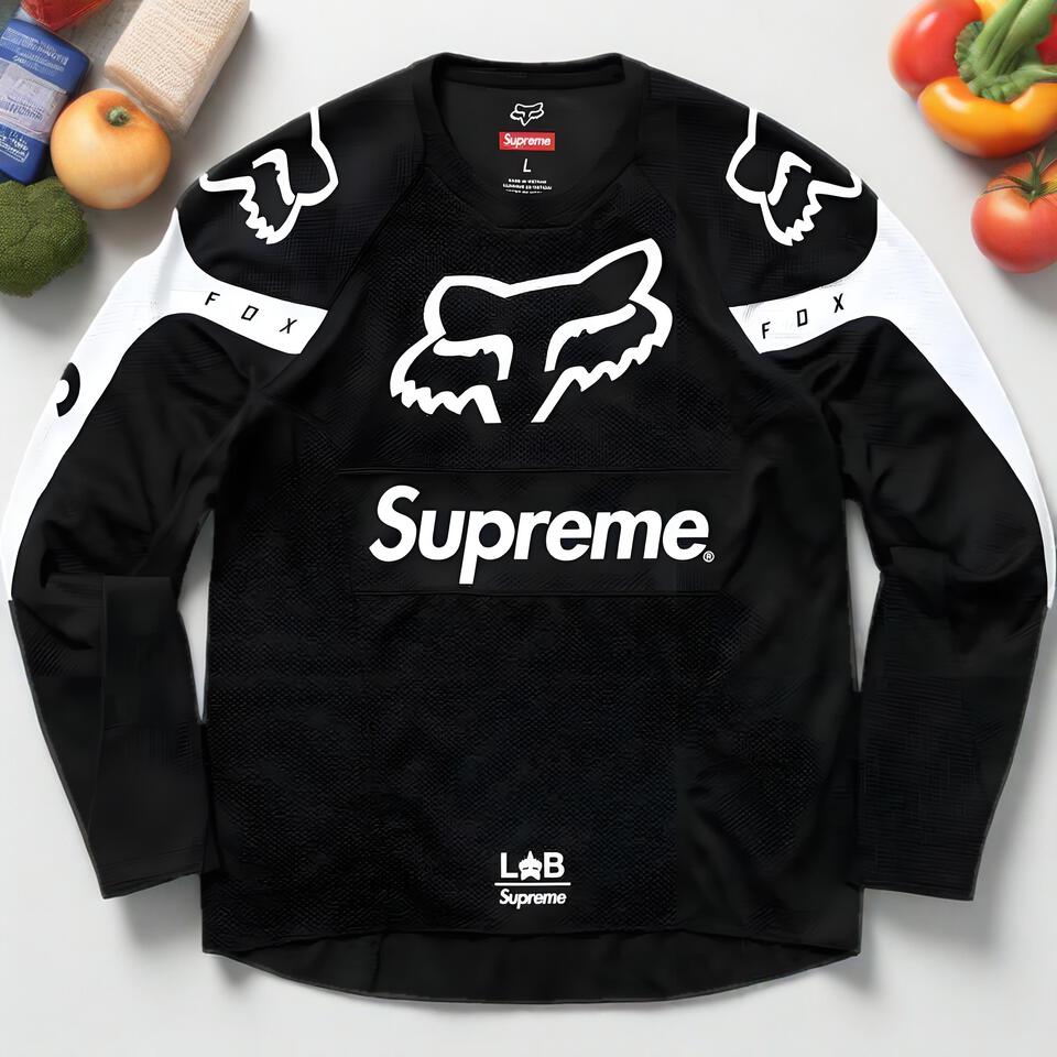 Supreme Fox Black Mesh Breathable Long Sleeve Top