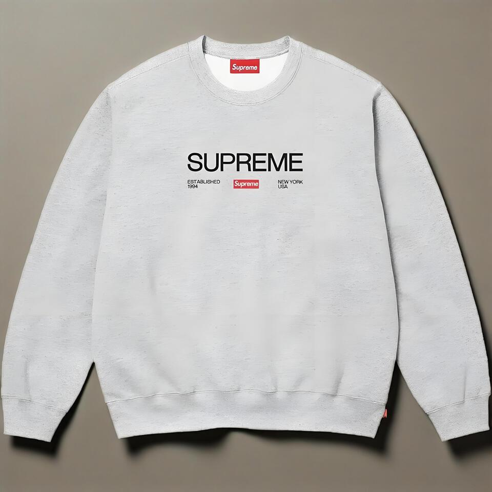 Supreme Gray Cotton Crewneck Sweatshirt Street Warm