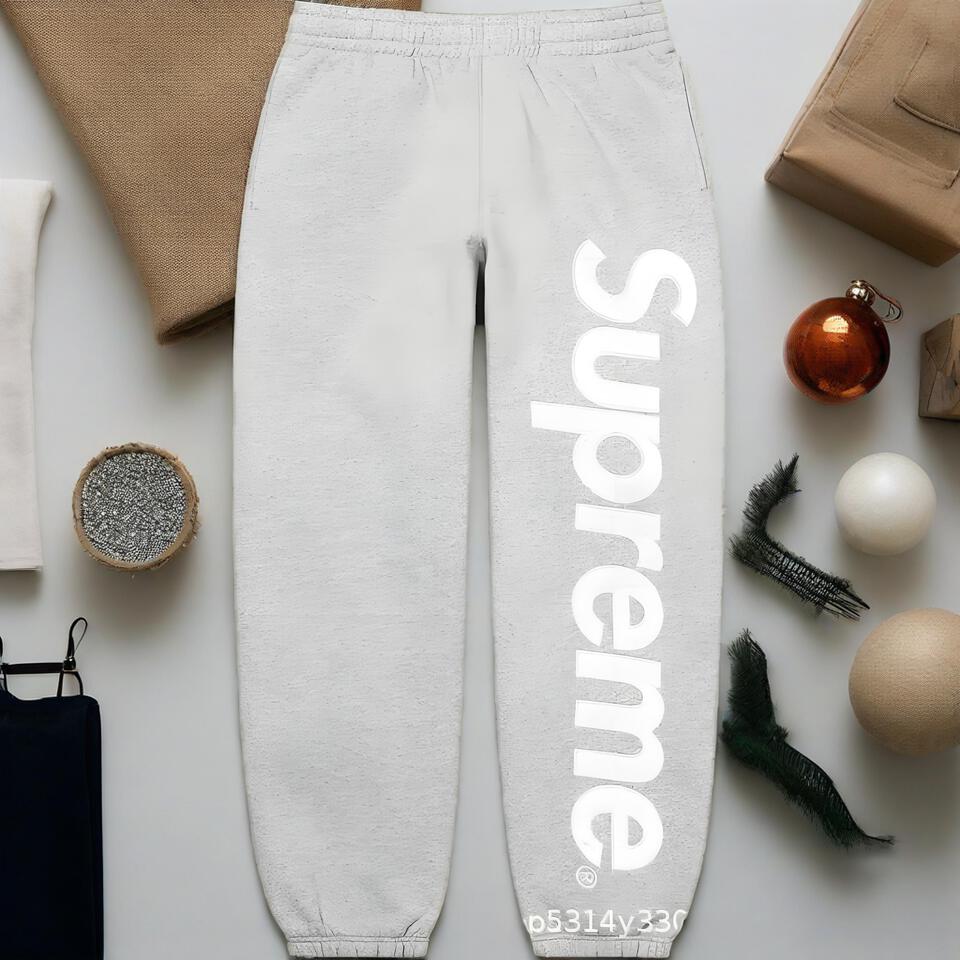 Supreme Gray Cotton Drawstring Jogger Pants
