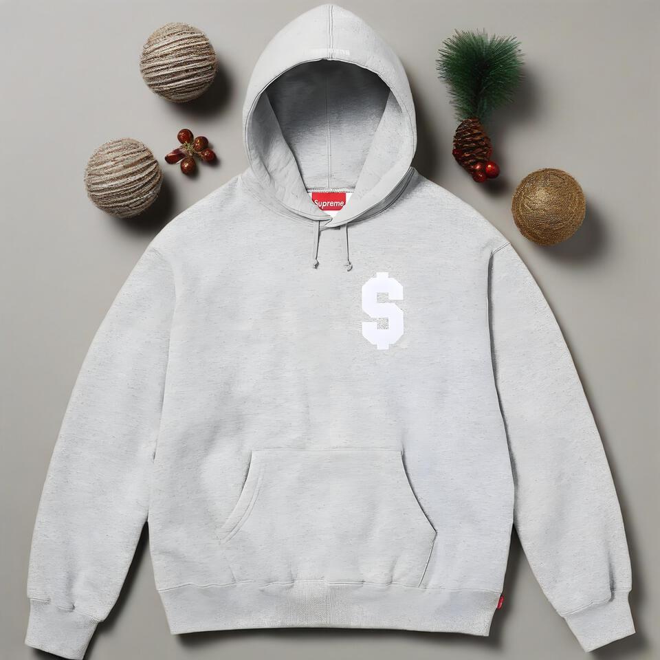 Supreme Gray Cotton Hoodie Street Fashion Loose Fit