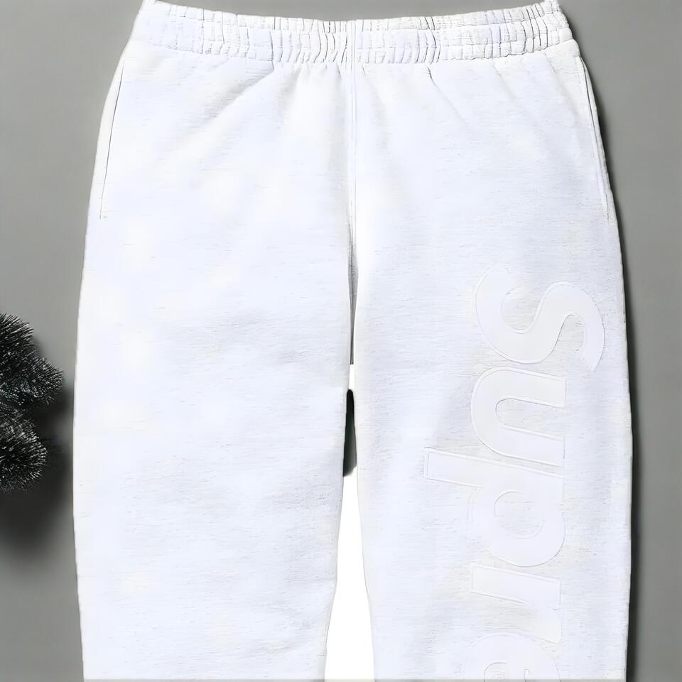 Supreme Gray Cotton Sweatpants Streetwear Elastic Waist Joggers