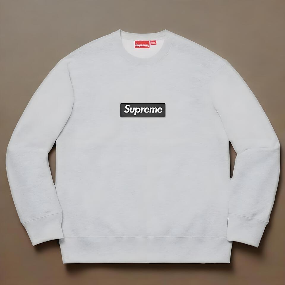 Supreme Grey Cotton Crewneck Streetwear Hoodie