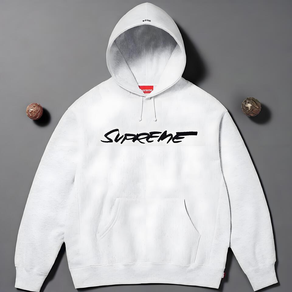 Supreme Grey Cotton Hoodie Unisex Streetwear Style