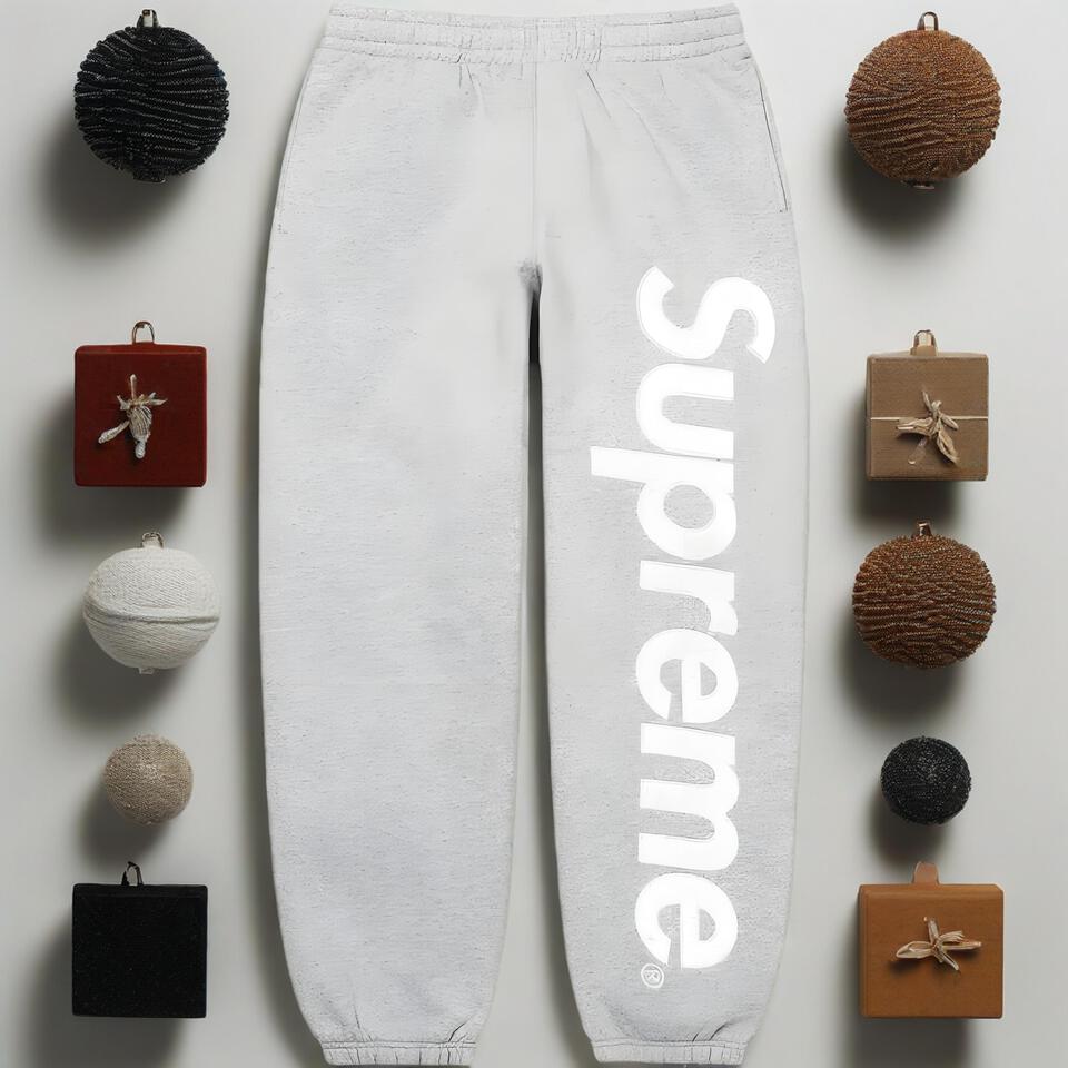 Supreme Grey Cotton Joggers With Cuffed Ankles